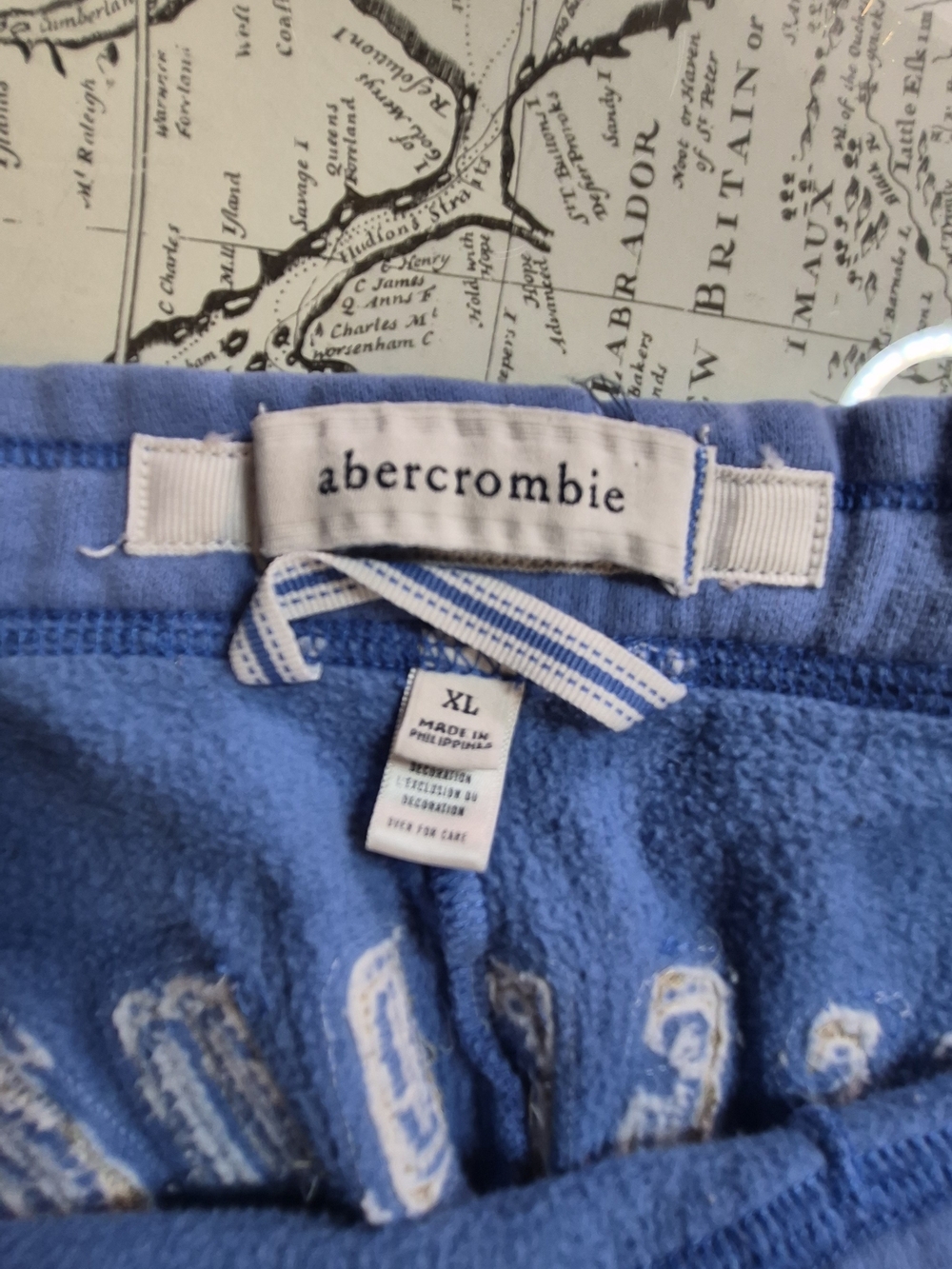 Abercrombie Light Blue Terry Drawstring Shorts with Embroidered Logo - Picture 3 of 3